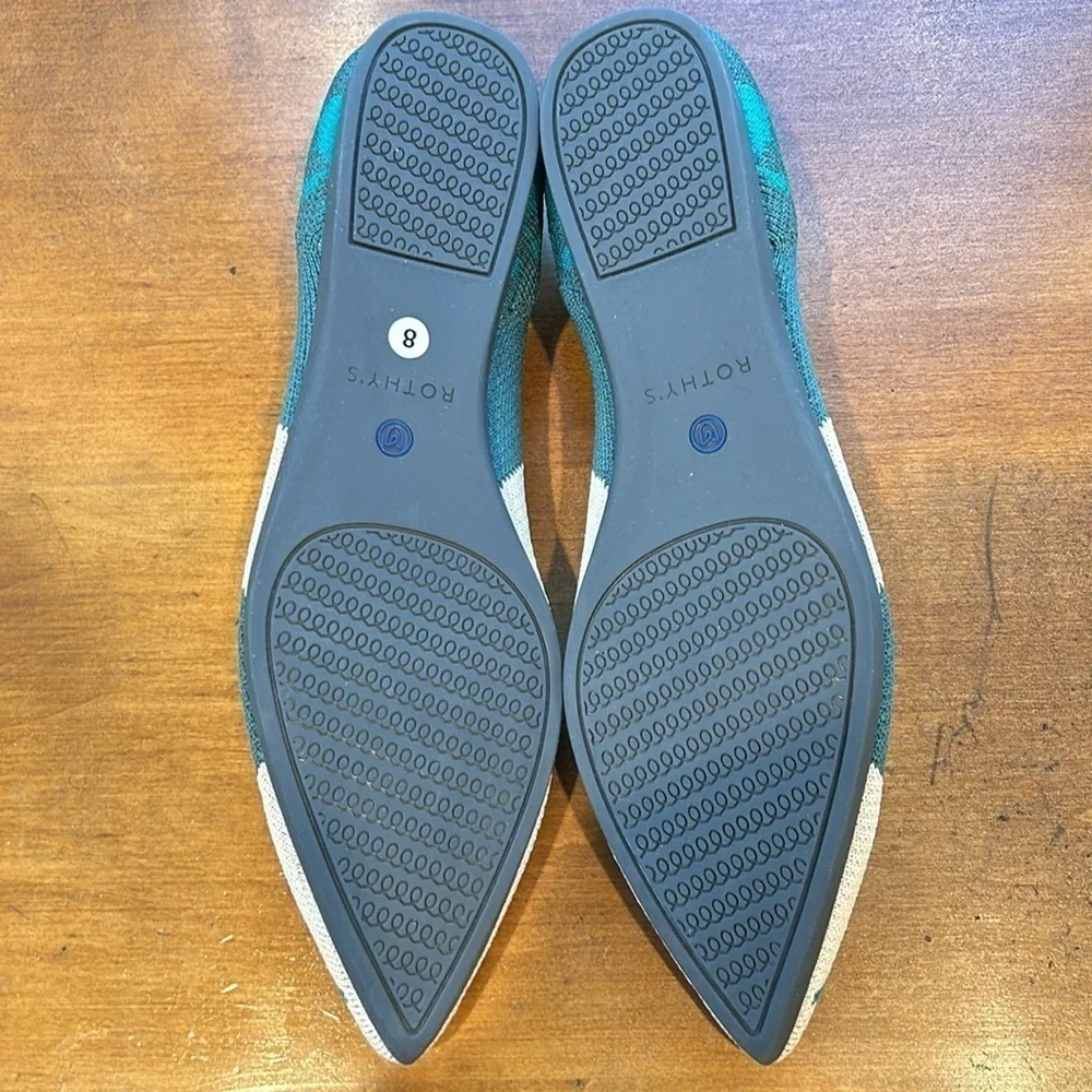 Rothy’s the point teal Moroccan retired flats women size 8 new without box
